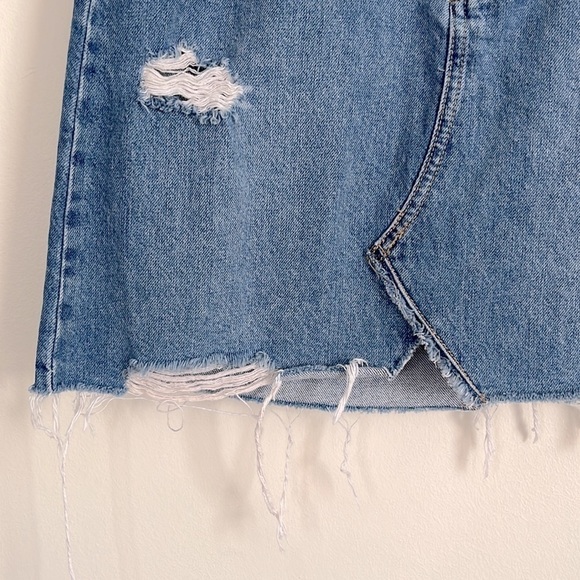 Free People Distressed A-Line Mini Skirt - Picture 3 of 4